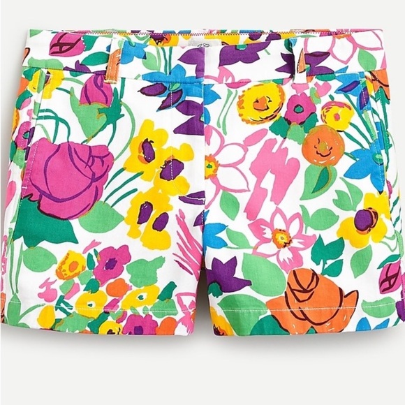 J.Crew 4" chino short in vibrant garden floral print 16 - Picture 1 of 8